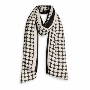 Kate Spade Dance Floor Oblong Scarf – Black & White Polka Dot